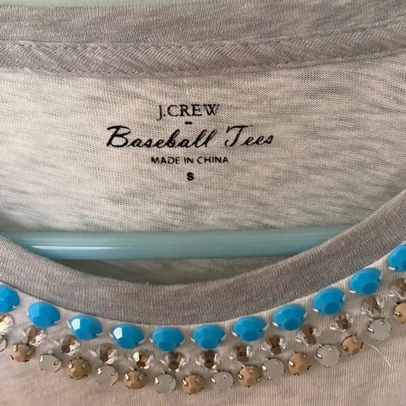 J. Crew Cream Embellished Raglan Top - Picture 3 of 5